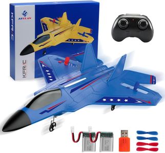 ANTSIR F22 RC Airplane Easy to Fly - 2.4GHz Remote Control Fighter Jet with Gyro Stabilizer & LED Lights, 2 Batteries Foam RC Glider for Kids Boys Adults Beginners (Blue)