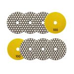 Dry Diamond Polishing Pads 4"/100mm - 8pcs Grit 100 Polish Pad Kit for Granite Marble Artificial Stone Quartz for Angle Grinder SANLEETEK