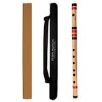 Deepa Musical Flute C Natural Bansuri For Beginners, Medium (19 inches), Right-Handed, Natural Bamboo Flute