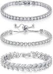 GEMOSA 3 Pcs Tennis Bracelet Set Wh