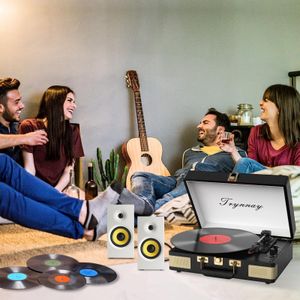 Trynnay Bluetooth Record Player – Black Vinyl Turntable