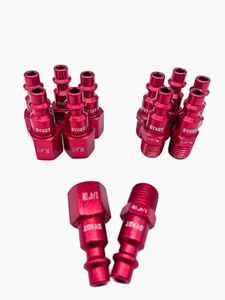 SYXQT Air Hose Fittings, 12 Piece Industrial I/M Type Air Plug Set with 6 Pcs 1/4" NPT Male Threads,6 Pcs Female Threads Heavy Duty Aluminum Air Fittings,Red