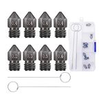 Creality 8pcs 3D Printer Hardened Steel MK8 Nozzles, Upgraded Tungsten Metal Extruder Nozzles 0.2mm, 0.3mm, 0.4mm, 0.5mm, 0.6mm with DIY Tools Storage Box Ender 3 Ender 3 V2 Sovol SV06