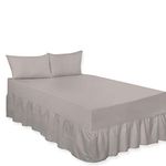 ARLINENS Plain Dyed Polycotton Fitted Valance Sheets in following Colours and Sizes (DOUBLE, Grey)