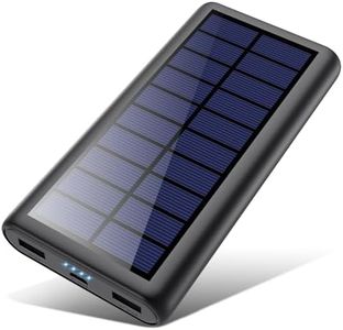 Solar Charger,26800mAh Solar Battery Power Bank Portable Panel Charger with LEDs and 2 USB Output Ports External Battery Pack for Camping Outdoor for Smartphone, Tablet, Android Cellphone Black