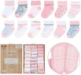 Baby Socks 12 Pairs, Toddler Socks, Newborn Socks, Baby Socks 6-12 Months Girls, Safe Walking Non-Slip Sole, Infant Socks, Baby Girl Socks, Baby Boy Socks