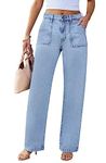 LOOKUB Women Carpenter Cargo Jeans High Waisted Bell Bottoms Casual 90s Straight Baggy Wide Leg Denim Pants for Women