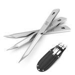 THRWCLUB Throwing Spikes Set 3 Pack, 10" Length, Thickness Up to 0.32", Full Tang Stainless Steel Design, Well Balanced for No Spin Throwing, Comes with Nylon Belt Sheath for Recreation and Competition