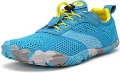 WHITIN Men's Trail Running Shoes Minimalist Barefoot Five Fingers Wide Toe Box Size 10 Gym Workout Fitness Zero Drop Minimus FiveFingers Light Blue 43