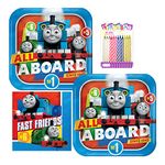 Thomas the Tank Engine Train and Friends Party Supplies Pack Serves 16: Plates and Napkins with Birthday Candles