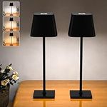 2PCS Cordless Table Lamp, 4800mAh Rechargeable Battery Operated Table Lamps, 3 Colors Stepless Dimming Portable LED Touch Wireless Lamp, Metal Modern Desk Lamp for Bedroom Bedside Living Room