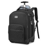 Mancro Rolling Backpack, 17 Inch Large Travel Laptop Backpack with Wheels, Multipurpose Carry On Luggage Business Bag, Anti Theft College Backpack Trolley Suitcase for Men and Women, Black, Black,