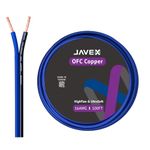 JAVEX Speaker Wire 16-Gauge [1.31mm2][0.16mm Strands Oxygen-Free Copper 99.9%] Stranded Copper, Blue/Black, Cable for Hi-Fi Systems, Amplifiers, AV receivers and Car Audio Systems, 100FT [30.5M]