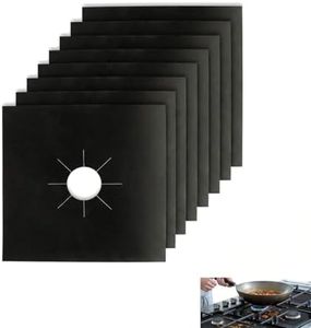 8pcs Non Stick Stove Burner Covers,Reusable 0.2mm 10.6x10.6 Gas Stove Protectors,Heat-Resistant Liners for Easy Maintenance,Black Gas Range Covers by HomeGuard,Streamline Kitchen Clean-Up
