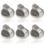 6 Pcs Gas Stove Knob, 6MM Universal Cooker Replacement Knobs, Durable Metal Surface Switch Control Stove Adaptors Knobs for Kitchen Cooktop, Gas Stove & Various Ovens, Precise Temperature Control