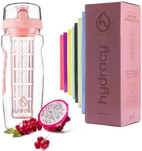 Hydracy Fruit Infuser Water Bottle - 1Litre Sport Bottle with Full Length Infusion Rod and Insulating Sleeve Combo Set + 27 Fruit Infused Water Recipes eBook Gift - Lollipop Pink