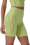 baleaf Freeleaf Broadway Shorts for Women Biker Dance Yoga Workout Gym Runningl, High Waist Tummy Control Short Pants with Pockets 8", Light Green XXL