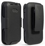 Alcatel Smartflip Case, Go Flip 3 Case with Clip, Nakedcellphone [Black] Snap-On Cover with [Rotating/Ratchet] Belt Hip Holster Holder Combo for Alcatel Go Flip 3, Alcatel Smartflip Phone (4052)