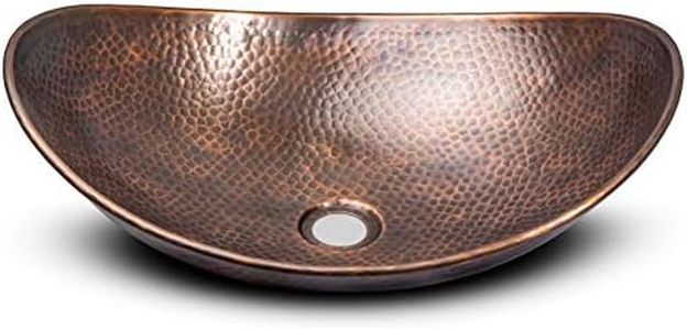 Monarch Abode 17086 Copper Hand Hammered Harbor Bathroom Vessel Sink (19 inches) - Copper Bathroom Sink - Copper Vessel Sinks for Bathrooms - Hammered Copper Sink for Bathroom - Copper Sink Vessel