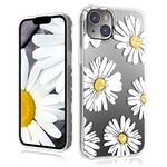 MYBAT PRO Slim Clear Crystal Case for iPhone 14 Plus Case 6.7 inch, Cute Stylish Mood Series for Women Girls Shockproof Non-Yellowing Protective Cover, Bling Diamond Flower Pattern, White Daisy