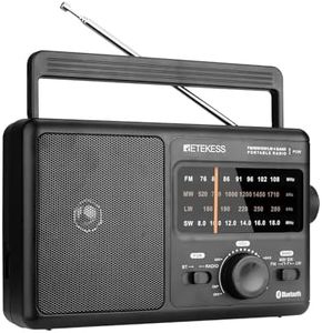 Retekess TR626 Portable Radio Mains and Battery,Transistor Radio FM AM LW SW with Excellent Reception,Bluetooth,Headphone Jack,Large Speaker,for the Elderly (Black)