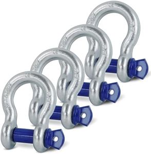 Krytonel 4 Pack 3/4" D Ring Shackle with 7/8" Screw Pin, 57,000 lbs Break Strength Heavy Duty Off-Road Recovery Tow Strap Winch for Jeep Truck