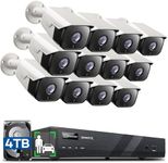 ONWOTE 16 Channel 5MP PoE Security Camera System 4TB, AI Human Detection, 16CH 5MP NVR, (12) 5MP 2592x1944P Outdoor Wide Angle IP Cameras with Audio, 2-Storage-Bay, 16CH Synchro Playback