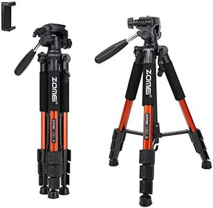 BONFOTO Q111 55" Professional Compact Lightweight Travel Slr Camera Tripod With Pan Head Plate And Phone Holder Mount For Canon Nikon Sony Dslr Camera Video With Carry Case (Orange)