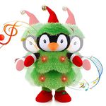 ACETOP LED Musical Christmas Tree Penguin Stuffed Animal Repeats What You Say Light up Soft Plush Toy Singing Dancing Talking Record Mimicking Twisting Interactive Animated Dolls Decoration Xmas Gifts