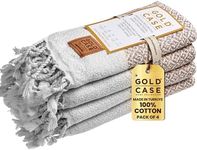 Gold CASE Turkish Hand Towels for Bathroom Set of 4 – 20 x 40'' – 100% Cotton Bathroom Towels – Aphrodite Kitchen Small Towel for Spa, Face, Tea & Dishcloth – Decorative Patterned Weave – Salmon