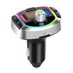 Bluetooth FM Transmitter, Riloer Universal Car Audio Adapter with QC3.0 Fast Charging USB Port, Hands Free Calling, Car Charger, MP3 Music Player, Atmosphere Light