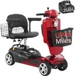 15-45 Miles Ecomobi MS02Pro 4 Wheels Mobility Scooter for Adults/Seniors, 350W Powered Electric Wheelchair Device w/15Ah-25Ah Extended Battery, Dual Baskets/Rotating Seat, Wind Deflector&Led Light