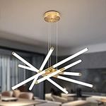 Modern Sputnik Chandeliers, Adjustable Gold Chandeliers LED Close to Ceiling Light,12light-Modern Pendant Light for Bedroom Living Room Kitchen Neutral Light 4000K