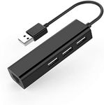 LENTION 3 USB Ports Hub with RJ45 LAN Adapter Laptop Ethernet Dock Network Extender Compatible MacBook Air/Pro (Previous Generation), Chromebook, Windows Laptop, More (Black)