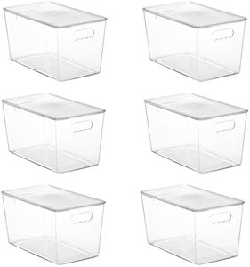 Vtopmart 6 Pack Clear Stackable Storage Bins with Lids,XLarge Plastic Containers with Handle for Pantry Organizer and Storage,Perfect for Kitchen,Fridge,Cabinet, Closet,Bathroom Organization