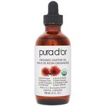 PURA D'OR Organic Castor Oil (118 ml) 100% Pure, Cold Pressed, Hexane Free Serum for Healthy Looking Lashes & Brows, and Moisturizes Skin