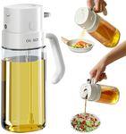 Oil Sprayer for Cooking-2 in 1 Olive Oil Dispenser, 550ml Oil Dispenser Bottle Oil Mister for Air Fryer, BBQ, Frying, Salad，Barbecue (White)