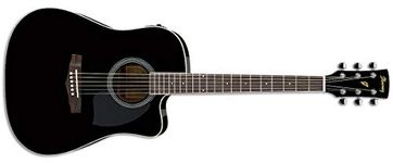 Ibanez Performance Series PF15ECE-BK - Full Size Electro-Acoustic Guitar - Black High Gloss