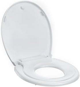 Toilet Seat, Round Toilet Seat With Toddler Seat, Quick-Release Structure Toilet Seat, Quick-Attach Hardware & Full Flat With Grip-Tight Bumpers, Quiet-Close Seat, White 17"