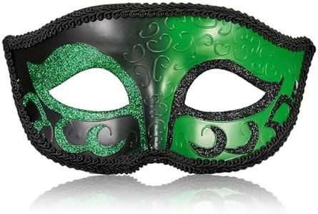 MYSEUNI 2025 New Green Masquerade Mask for Men- Retro Venetian Masks Masquerade Ball for Cosplay Halloween Party Mardi Gras Mascarade Ball