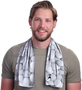 KOOLGATOR SPF 30 Cooling Towel for Face & Neck - Cooling Towels for Sports, Athletes, Gym, and Hot Weather - Men, Women & Kids, Golf Balls-Balls, 5 Pack