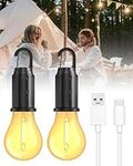 Camping Lights for Tents Rechargeable LED Camping Light, 3 Lighting Modes Tent Light Camping Lamp USB Portable Camping Lantern for Tents, Camping, Hiking, Fishing, Backpacking, Emergency Light, 2PCS