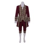 Victorian Costume Men's Rococo Costume Suit Prince Cosplay Costume for Halloween (XXL, Maroon)