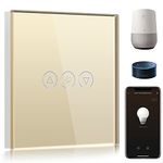 BSEED Smart Dimmer Switch 1 Gang 1 Way,WiFi Dimmer Switch Compatible with Alexa and Google Home,500W Smart Light Switch Gold with Smart Life APP Control and Timing Function (Neutral Wire Need)