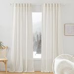 RYB HOME Linen Flax Curtains 84 inches Long, Absorbent Linen Woven Half Privacy Light Filtering Drapes Semi Sheer Curtains for Living Room Bedroom Home Office Patio, 52 W x 84 L, Linen, 2 Panels