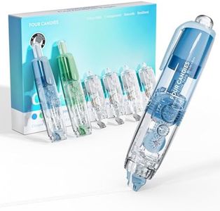 Four Candies Refillable Retractable White Out Correction Tape, 2PCS Cute White Out with 4 Extra Refills, Easy to Use Mini Aesthetic Pen Shaped Applicator for School Office Supplies (Blue Green)