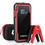 Andeman Car Jump Starter 3000A Peak 20000mAh (Start 9L Gas Engine or up to 7L Diesel Engine) Battery Charger Automotive, 12V Car Jumper, Power Bank Power Pack with Quick Charge Type-C Ports, Red