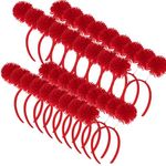 Censen 18 Pcs Pom Pom Headband Head Bopper Wrapped Funny Headband Birthday Halloween Party Headwear for Women Adult Accessory(Red)
