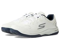 Skechers Men's Viper Court-Athletic Indoor Outdoor Pickleball Shoes with Arch Fit Support Sneaker, White/Navy, 9