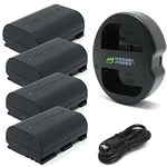 Wasabi Power LP-E6, LP-E6N Battery (4-Pack) & Dual USB Charger for Canon EOS 5D II/III/IV, 5DS, 5DS R, 6D, 6D Mark II, 7D, 7D Mark II, 70D, 80D, 90D, R, R5, R5C, R6, Ra, XC10, XC15, BMPCC 4K, BMPCC 6K